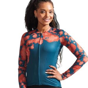 Pearl Izumi Women's Attack Long Sleeve Jersey,  small, ocean blue/adobe clouds.